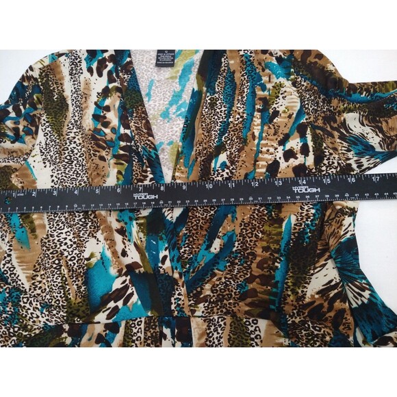 Glamour Womens 3/4 Sleeve Dress Size 12 belt/tie animal leopard cheetah stretch - Picture 5 of 10